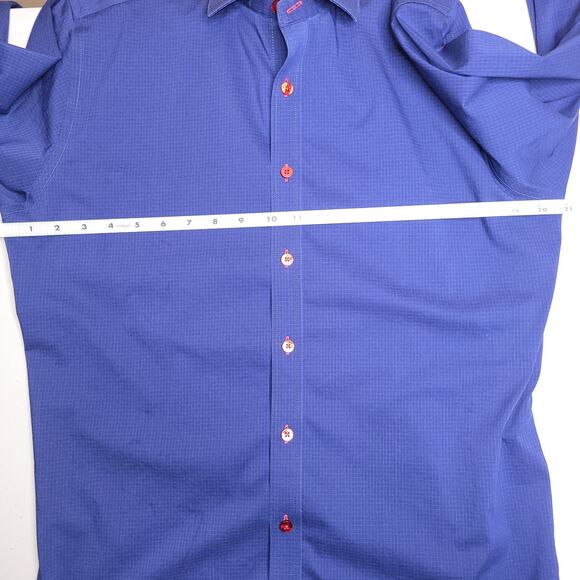 Twillory Performance Shirt Mens Size 16 Button Up Trim Fit Long Sleeve Blue Read - Picture 11 of 14